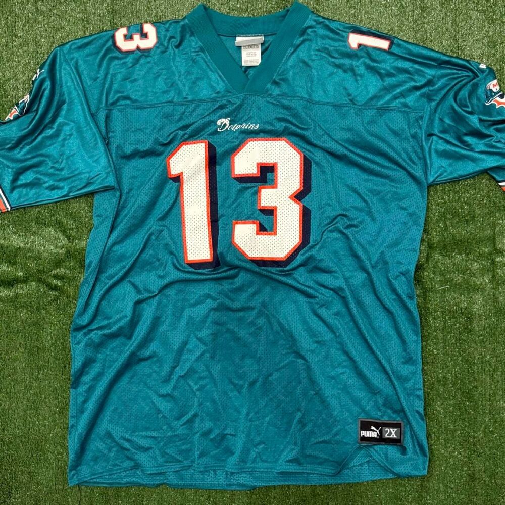 Puma Miami Dolphins Dan Marino jersey in size 2X. Teal with white number 13